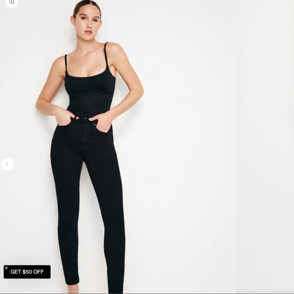 Good American Good Legs Skinny Jeans in Black 001, Size 4